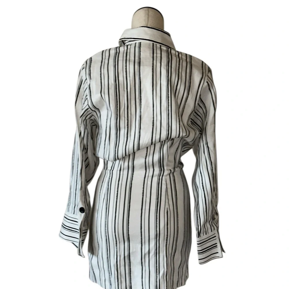 NWT H&M Linen-Blend Shirt Dress Striped